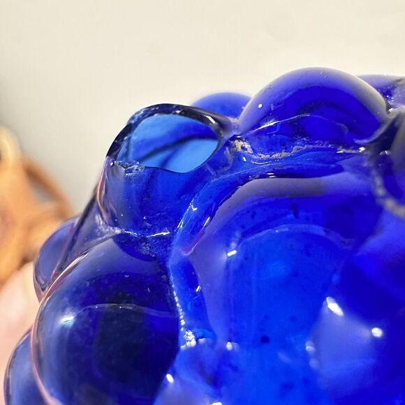 Kugel Dark Blue Grape Cluster Glass Christmas Tree Ornaments 4"x2.5" Vintage DMG - Picture 5 of 5